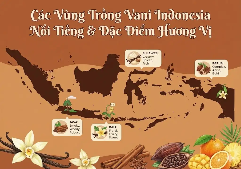 Các Vùng Trồng Vani Indonesia Nổi Tiếng & Đặc Điểm Hương Vị