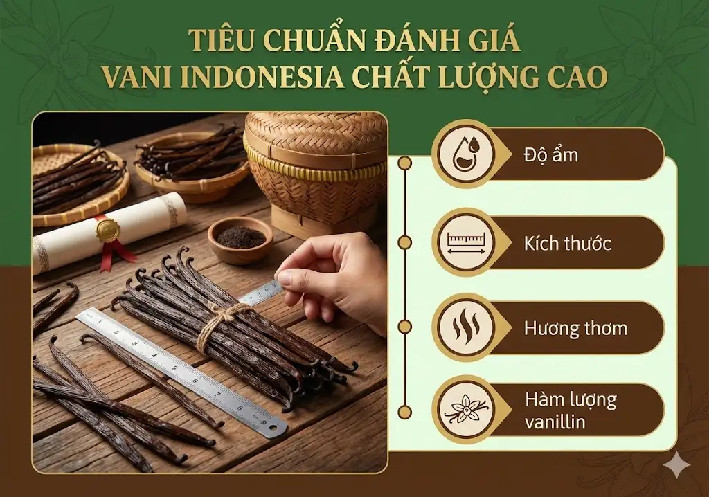 Tiêu chuẩn đánh giá vani Indonesia chất lượng cao